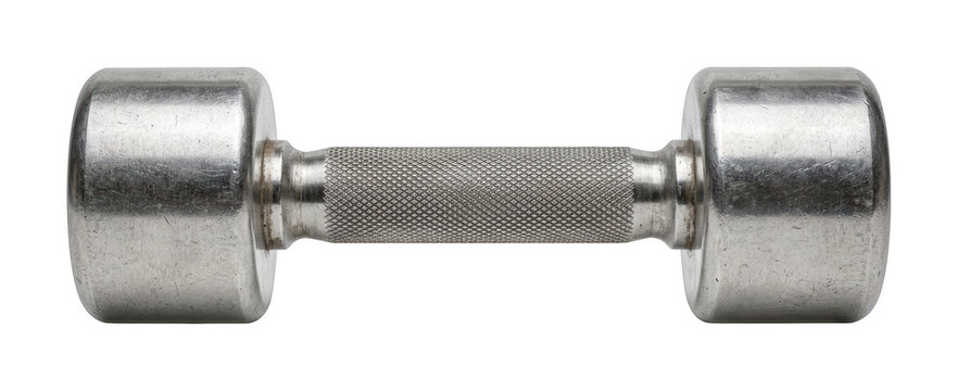 Heavy metal dumbbell with knurled handle for weightlifting and bodybuilding gym workout