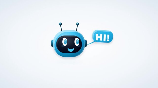 Friendly blue robot chatbot greeting artificial intelligence