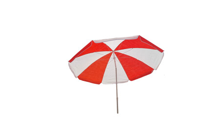 Obraz premium umbrella sea sun proterction red and white isolated for background