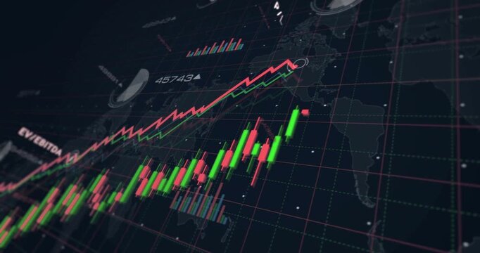 Stock market indices ebitda ratio charts and graphs diagram seamless and loopable concept