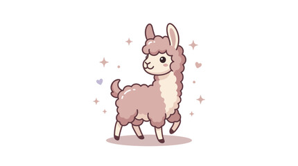 Fototapeta premium Pastel pink alpaca character with magic sparkles