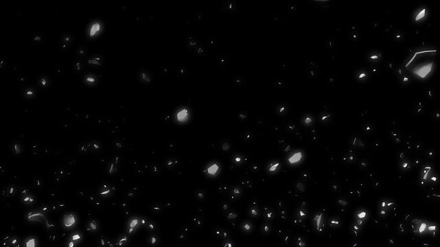 Sharp shattered glass shards exploding and breaking apart isolated on alpha channel