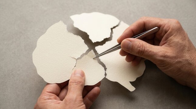 Mending Broken Brain Paper Craft Symbolizing Mental Health Restoration