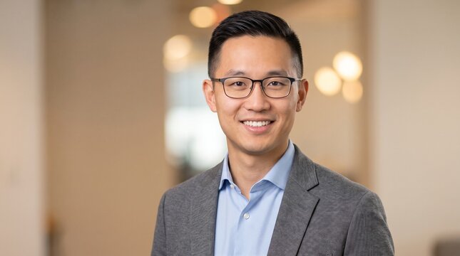 Approachable Asian American Man Benefits Specialist Portrait Glasses