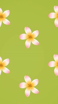 Animation of pink flowers spinning on green background