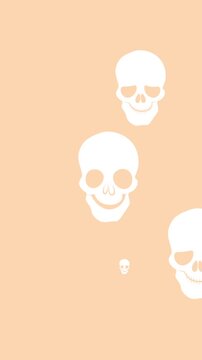 Animation of falling skulls on pink background