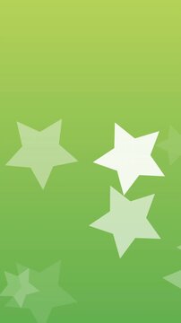 Animation of white christmas stars falling on green background