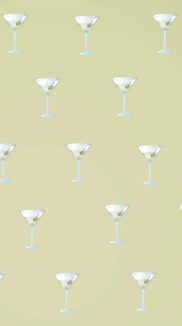 Animation of multiple drinks over gey background
