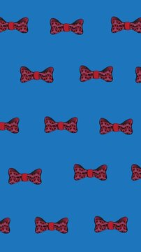 Animation of bow ties floating over blue background