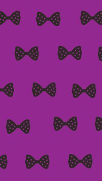 Animation of bow ties floating over purple background