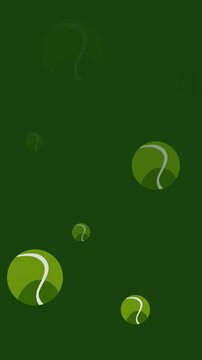 Animation of tennis balls appearing on black background