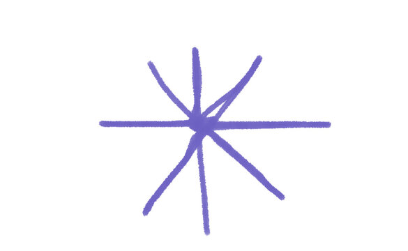 Handdrawn purple star shape isolated on transparent background