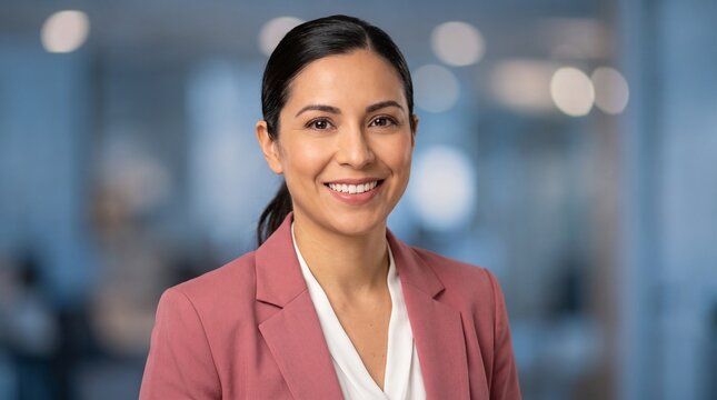 Genuine Latina Woman Claims Advisor Portrait Rose Pink