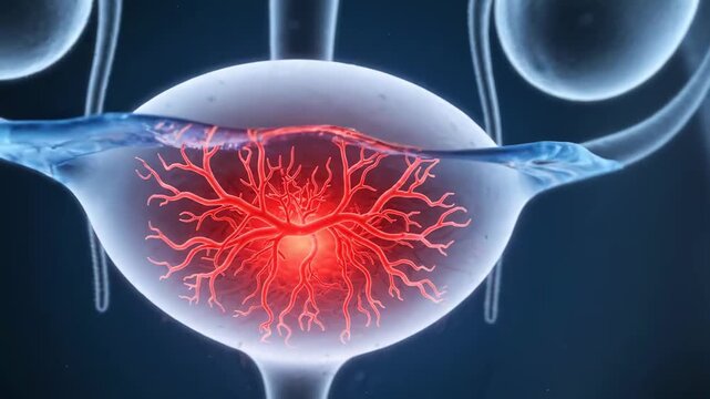 High-quality 3D animation of the human urinary system showing kidneys, bladder, and ureters for medical presentations and educational content.