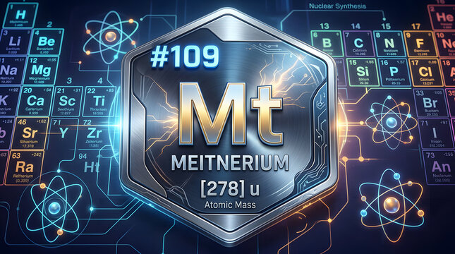 Metnerium Element 109 Atomic Number Scientific Periodic Table Display