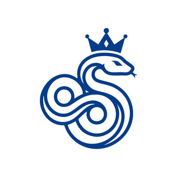 Snake with crown forming letter S monogram logo
