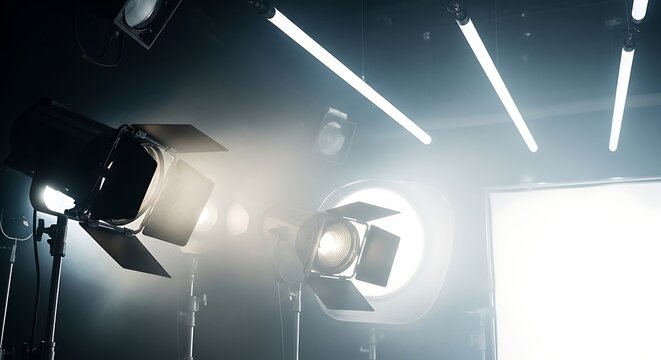 Studio lighting equipment in photography setup.