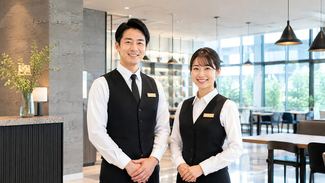 ホテルのアジア人ホールスタッフ02