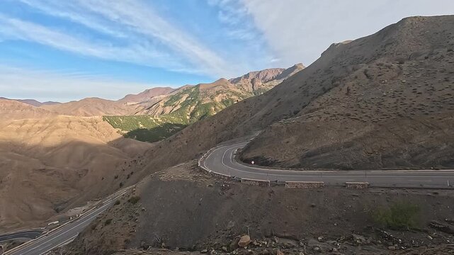 Road descending the Tizi n'Tichka pass, High Atlas, Morocco