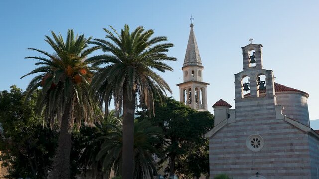 Early morning city scenery in Budva, along the Mediterranean coast of Montenegro