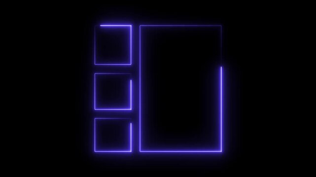 Futuristic glowing rectangles animation on black background for creative projects