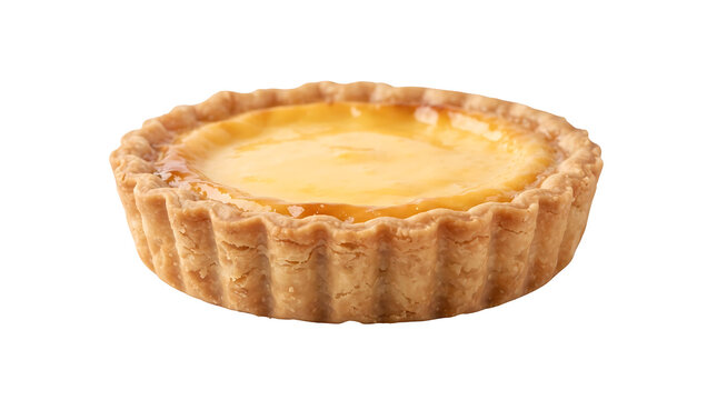 3D render of egg tart custard pie isolated on white background stock photo