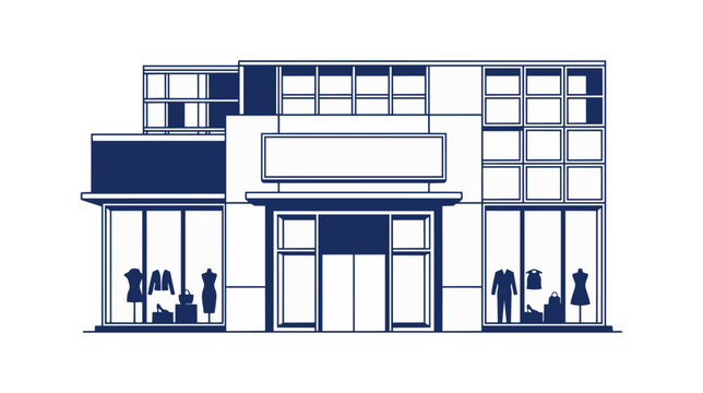 Modern Fashion Store Architecture Minimal Flat Vector Design
