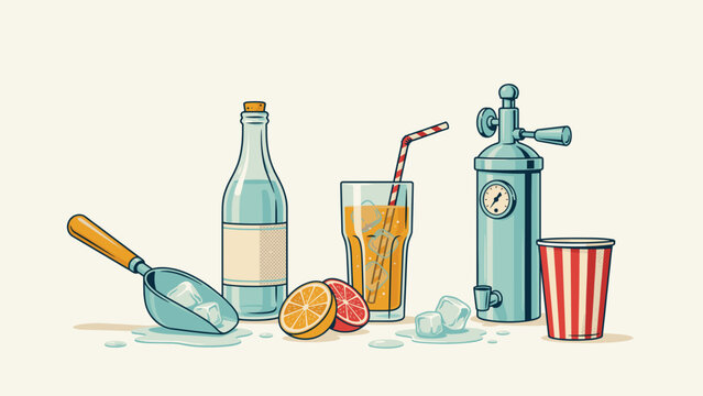 Vintage soda fountain illustration with seltzer siphon &ndash; Ideal for retro menus, bars, or prints