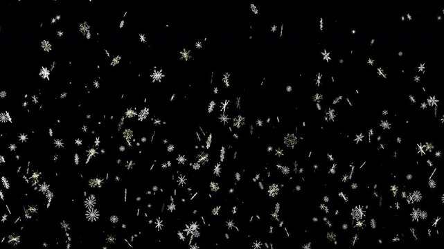 Abstract sparkling snow elements create a serene and elegant atmospheric background.