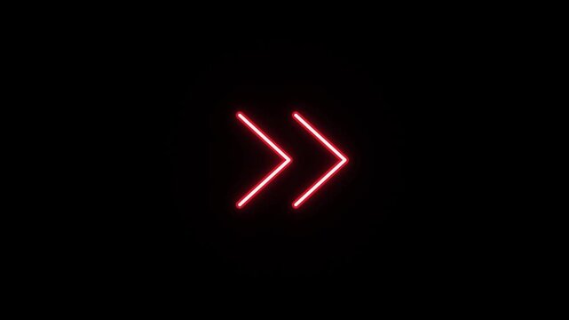 Glowing Neon Red Double Chevron Right Arrows Animation