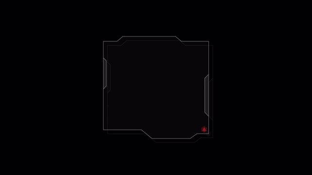Futuristic digital heads up display interface element with a blinking red light.