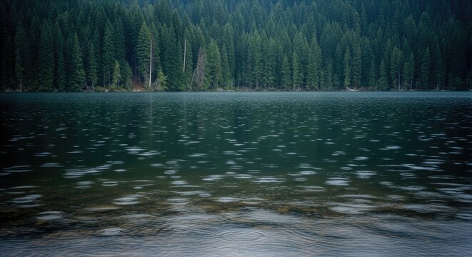 Serene Lake Reflecting Forests Majesty.