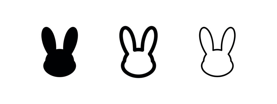 Rabbit bunny head icon set, vector illustration of animal symbol in various styles