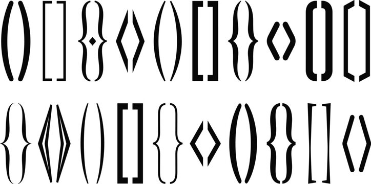 Decorative Brackets Parentheses and Curly Braces Vector Set for Mathematics Typography Text Formatting and Coding Layouts