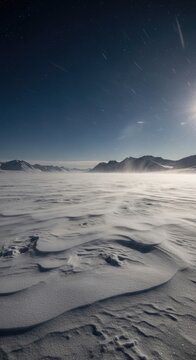 Snowy Landscape Under a Bright Blue Sky.