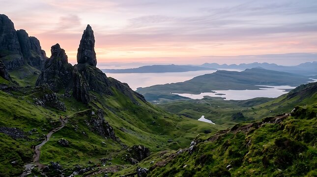 Beautiful old man of storr landscape sunset captured as a high resolution jpeg image file