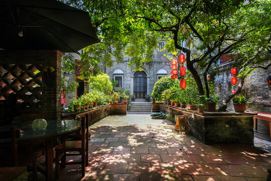 Foshan city, Guangdong, China. Huanglian ancient Village, Leliu Shunde District, adopts the architectural style of Lingnan water town and displays historical evolution and folk customs.