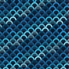 A seamless pattern of overlapping golden and bronze semi-circles, resembling metallic sequins or fish scales in a luxury art deco style. © putrimaginery