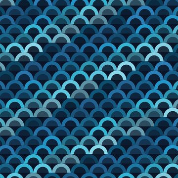 A seamless pattern of overlapping golden and bronze semi-circles, resembling metallic sequins or fish scales in a luxury art deco style.