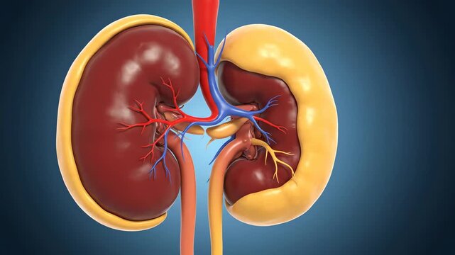 Kidney surrounded by a clearly defined layer of stable adipose tissue