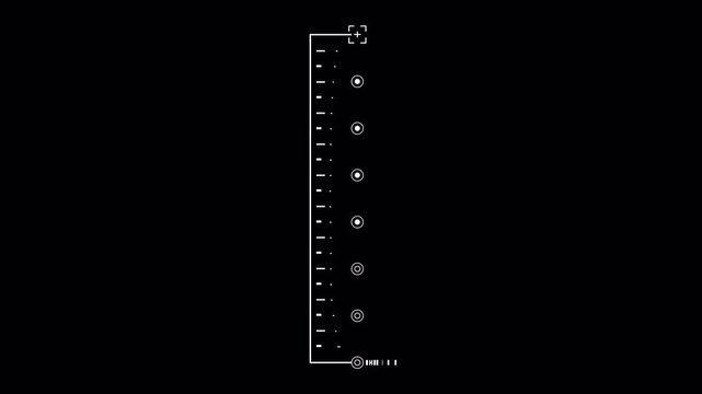Minimalist digital interface design featuring vertical scrolling selection menu on black background.