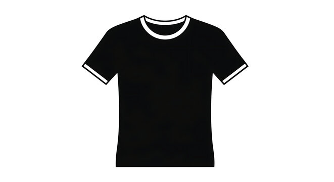 Black ringer t-shirt with white trim isolated on white background
