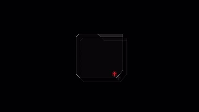 Minimalist HUD interface square frame with pulsing red dot animation.