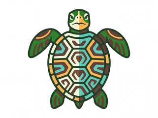 Fototapeta premium Turtle tribal sea animal illustration with geometric shell patterns