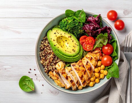 High Protein Healthy Meal with Fresh Ingredients for Fitness Nutrition