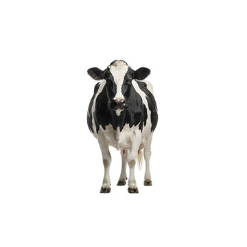 Dairy cow standing against transparent background