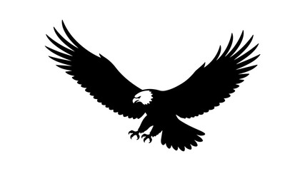 Fototapeta premium Bald Eagle Flying Silhouette Icon for Emblem and Logo Design