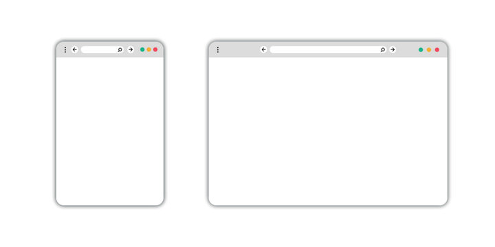 Blank browser windows shown side-by-side on a white background
