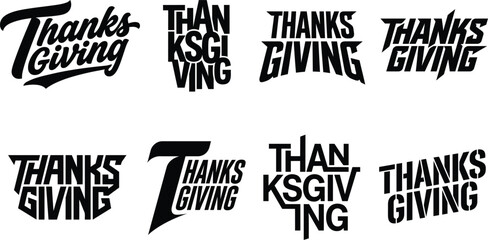 Obraz premium Collection of thanksgiving lettering designs in various styles and arrangements vector illustration