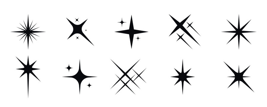 Collection of sparkling starburst and twinkle icons for design elements